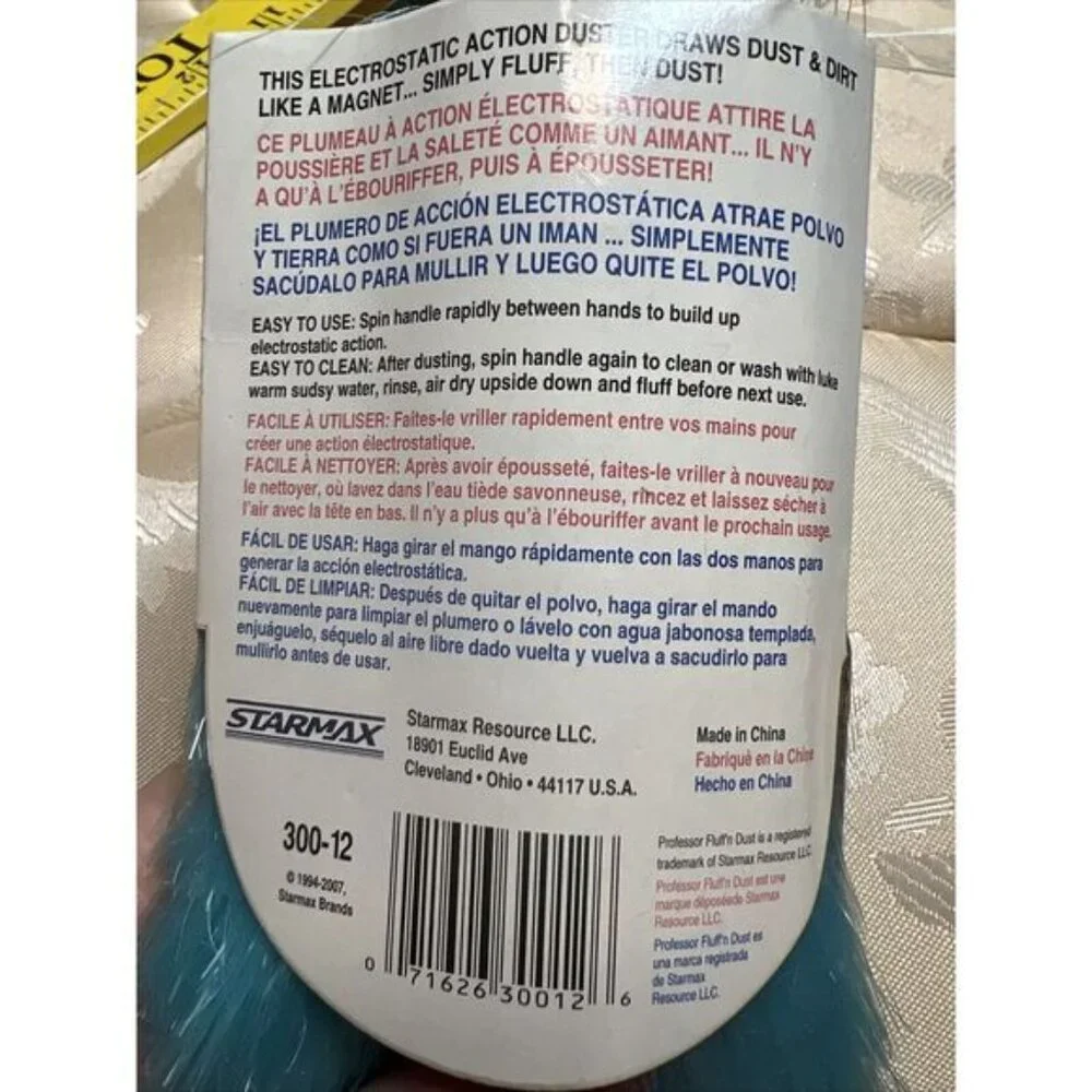 Professor Fluff n Dust Polyester Duster Aqua 2007 Better Than Feather Duster